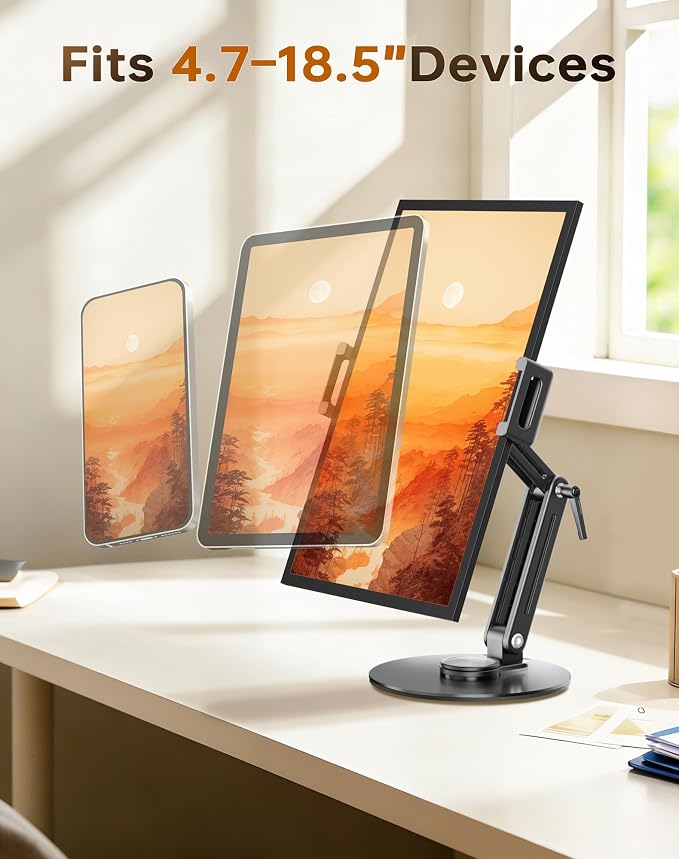 Portable Monitor Stand Desk Holder- Large Clamp Support up to 12.9 14.6 15.6 - Image 3