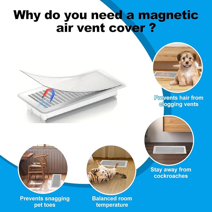 4 PCS White Magnetic Vent Covers -5"x11" Magnetic Air Vent Screen - Image 4