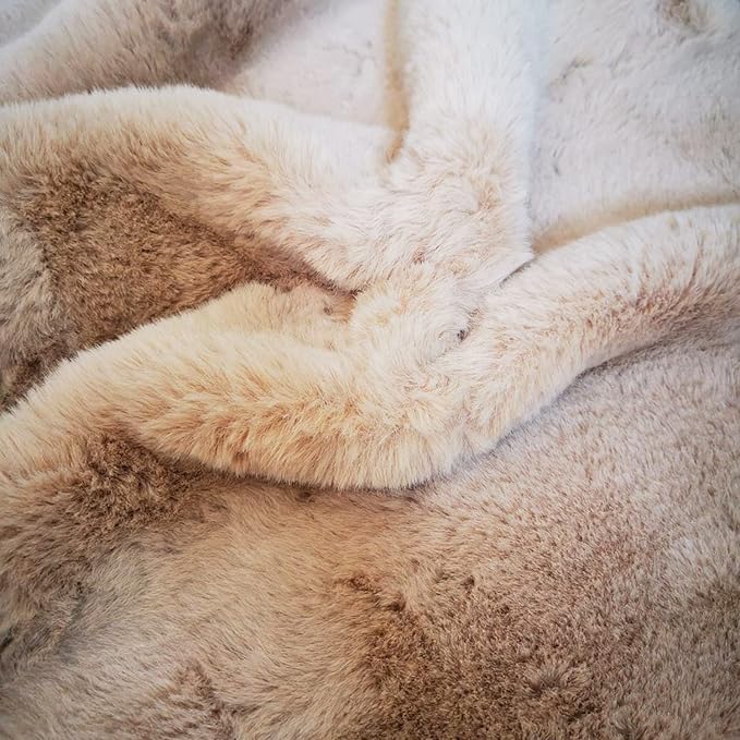 Ghouse Ultra Soft Faux Rabbit Fur Rug, Machine Washable Area Rugs for Bedroom Fluffy Rugs for Living Room, No-Shedding Carpet Sheepskin Runner Rugs Light Brown Beige 2 x 8 Feet