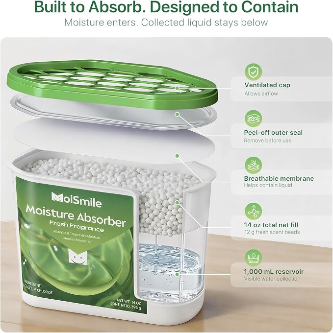 Large Moisture Absorber Buckets, 14 oz Each, Fresh Scent, 3 Pack | 14 oz Net - Image 7