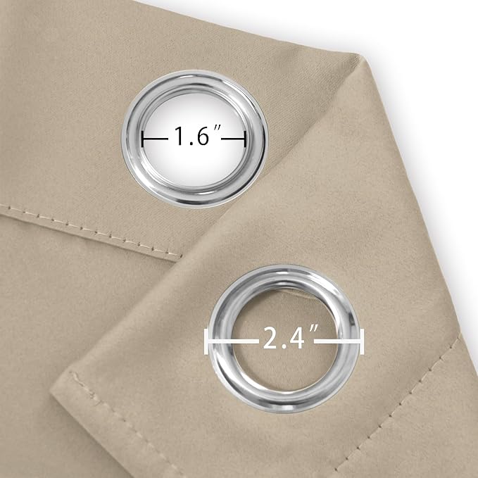 LEMOMO Blackout Curtains 52 x 84 inches Long Khaki Curtains Set of 2 Panels Thermal Insulated Room Darkening Curtains for Bedroom