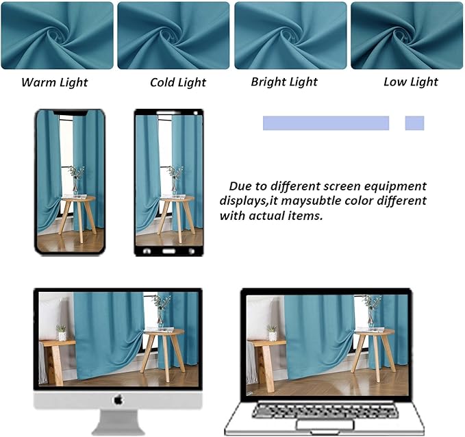 Simplebrand Ava Turquoise Blackout Curtains for Bedroom 84 Inch Length 2 Panels Set, Solid Thermal Insulated Privacy Nursery Window Treatment Curtains Blackout Drapes, W40 x L84 Inch, Turquoise