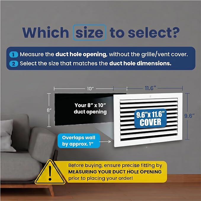 8x10 Aluminum HVAC Wall Register 1-Way Air Vent Cover Ceiling Multi-Shutter - Image 2