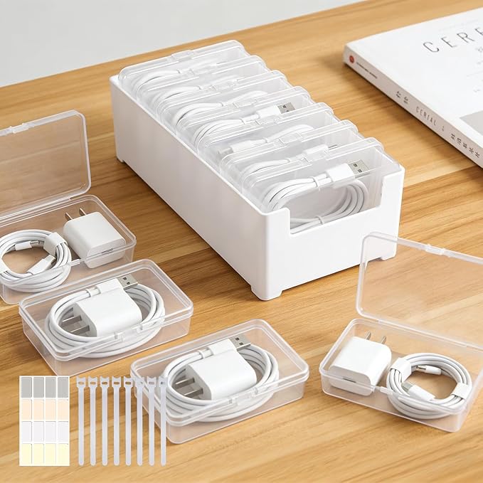 7 Individual Cable Organizer Boxes by Unknown