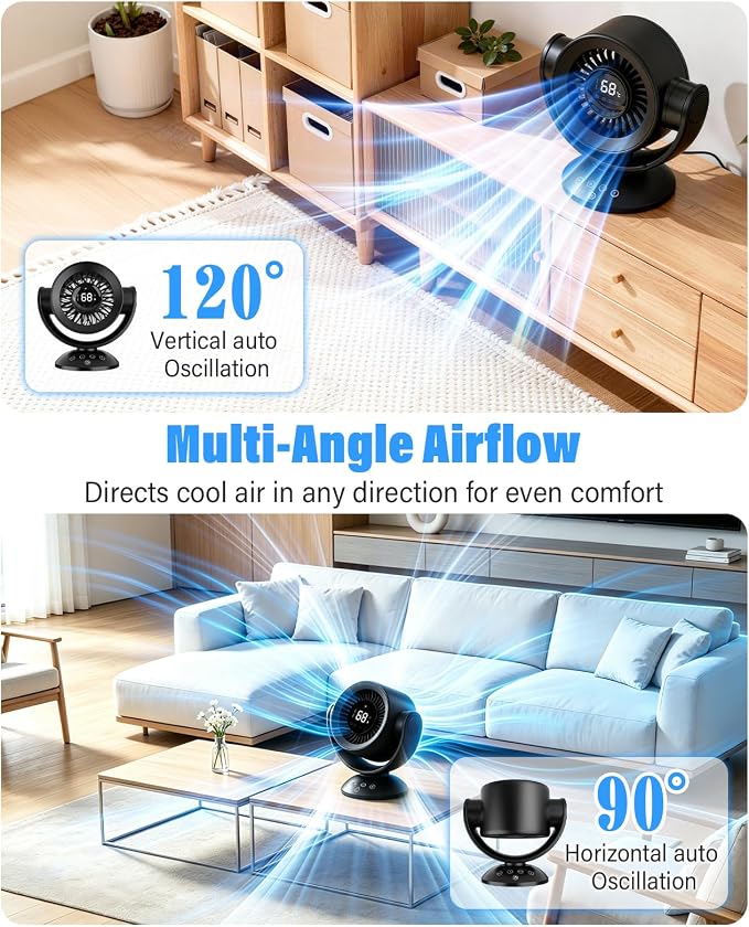 Fan for Bedroom, Desk Fans, Air Circulator Fan - Image 4