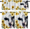 Kitchen Curtains Tiers and Valance Set of 3, Cow Sunflowers Light Filtering by Anzona