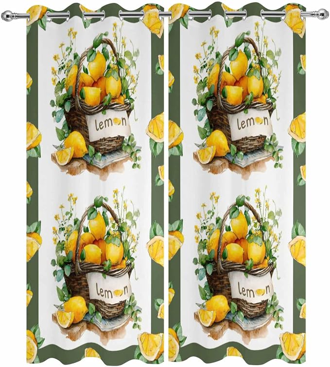 Lemon Outdoor Curtains for Patio Lemons Baskets Summer Tropical Plant - Image 9