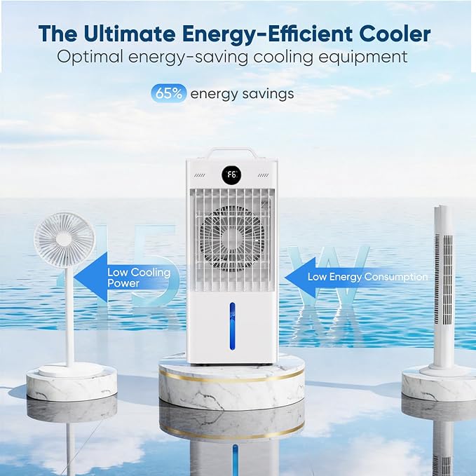 Portable Air Conditioners Fan, Windowless Evaporative Air Cooler 2 Modes & 6 - Image 2