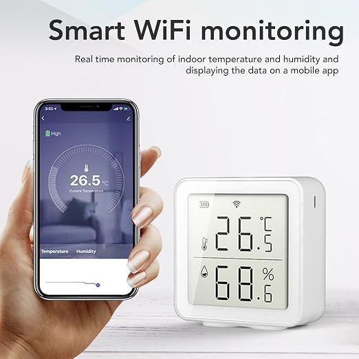 KANASI Temperature Humidity Sensor, Wireless WiFi Indoor Thermometer Meter Gauge - Image 2
