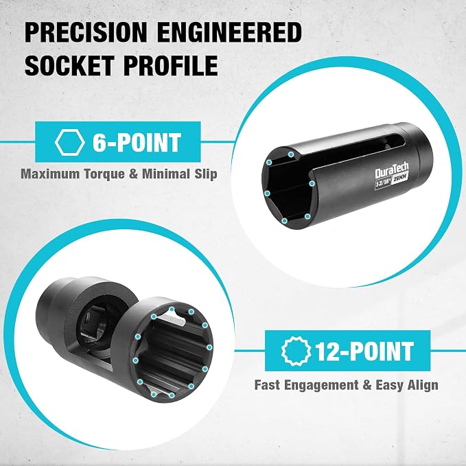 DuraTech 12-Piece Oxygen Sensor Socket Set, O2 Sensor Removal Tool Kit - Image 4