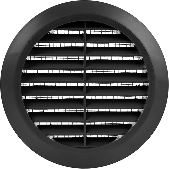 Black 4" Inch Round Ventilation Grille by ECOPROVENT