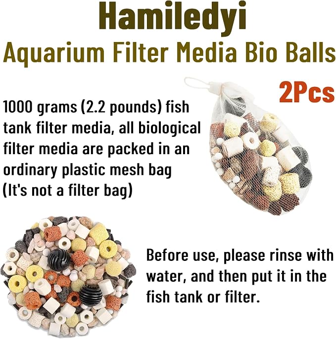 Hamiledyi 2 Pcs Aquarium Filter Media 12 in 1 Bio Balls Ceramic Rings Fish Tank - Image 7