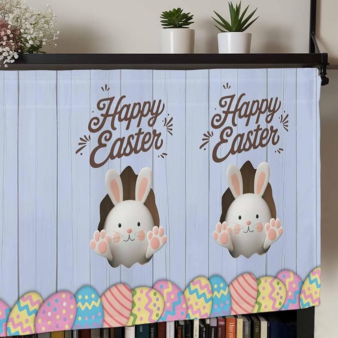 Blue Easter Curtain Valances for Windows, Kitchen Valance Window Treatment - Image 7