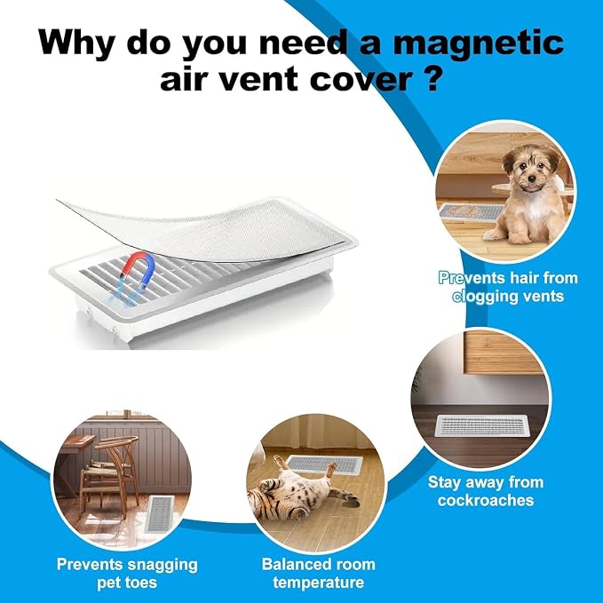 4 PCS Strong Magnetic Vent Covers-7"x11" Magnetic Air Vent Screen Mesh - Image 3
