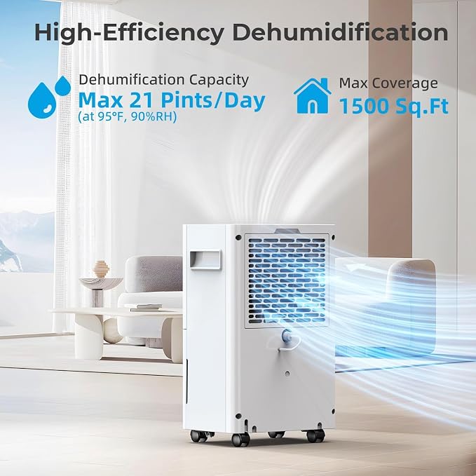 1500 Sq.ft Dehumidifier for Basement, PLUSCENT Max 21 Pint/Day Dehumidifiers - Image 6
