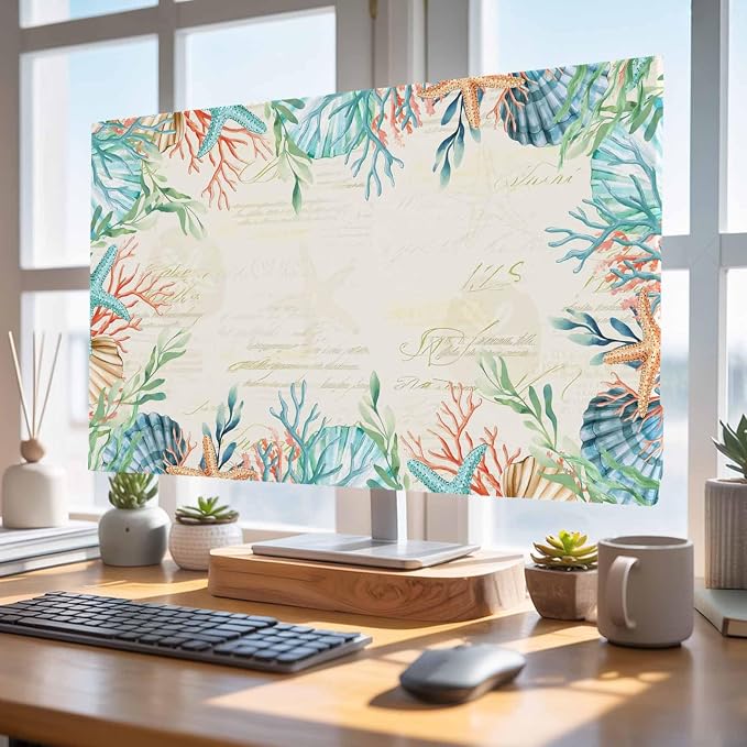 Ocean Starfish Coral Shell Indoor TV Cover, Elastic TV Screen Protector Summer - Image 4