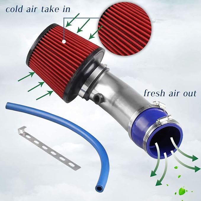 Sporacingrts 76mm 3" Universal Cold Air Intake Kit Aluminum Turbo Filter - Image 4