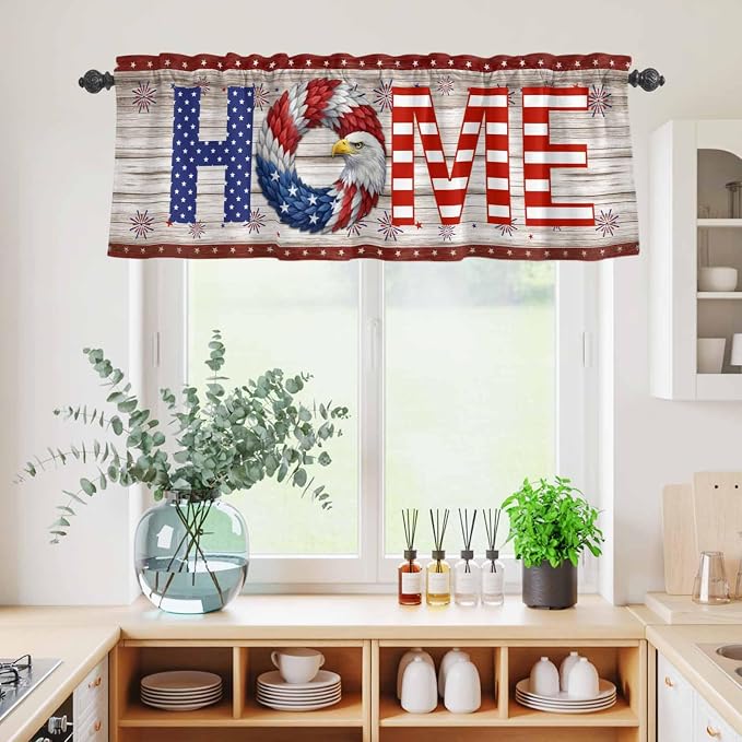 4th of July Kitchen Curtains Set 3 Piece - Image 6