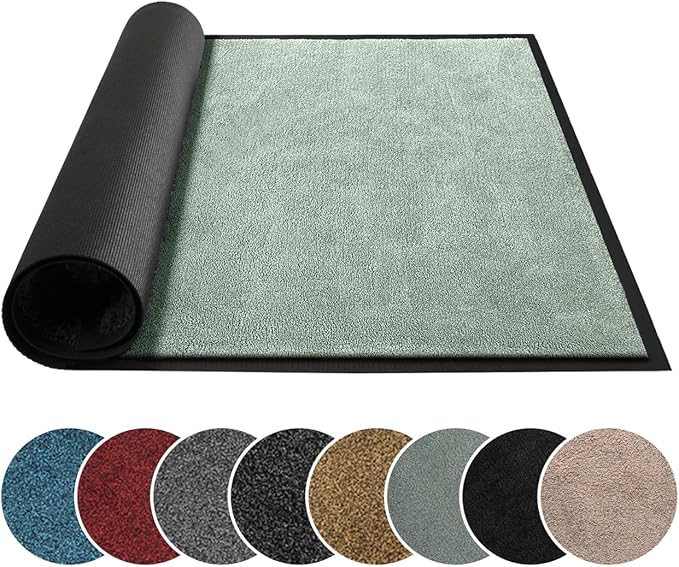 Mibao Dirt Trapper Door Mat for Indoor Outdoor, Waterproof All-Season, All-Weather Doormat, Heavy Duty Non-Slip Entrance Rug, Low Profile Absorbent Entrance Mat Carpet, 72" x 24", Green