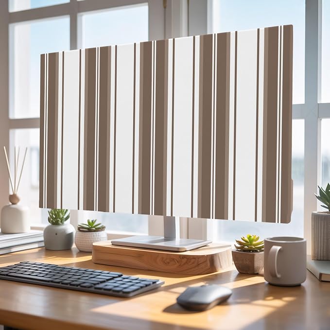 Rustic Brown Stripes Indoor TV Cover, Elastic TV Screen Protector Minimalist - Image 4