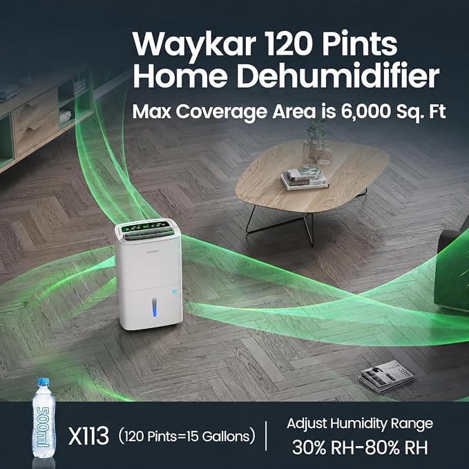 Waykar 120 Pints 2025 Energy Star Home Dehumidifier - Image 2