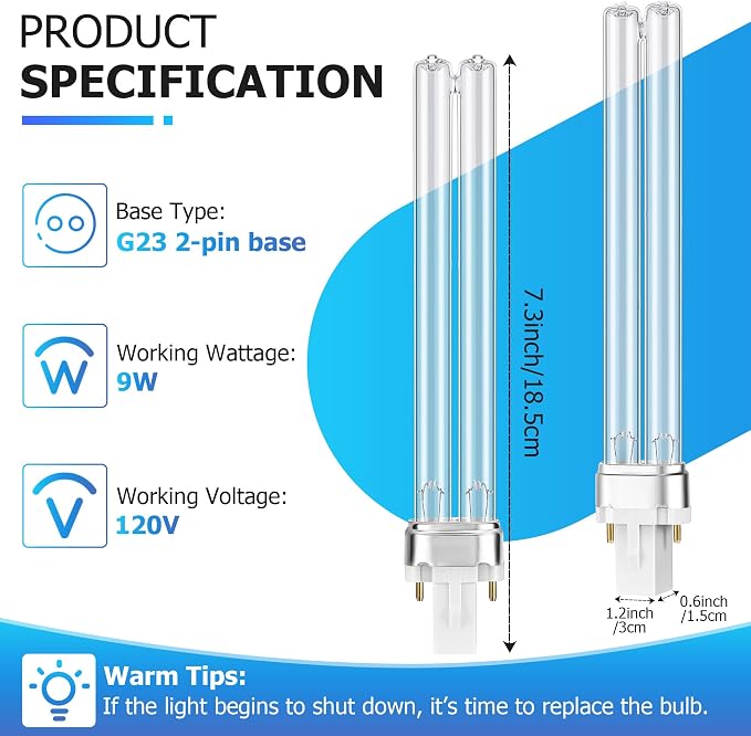 Qualirey 2 Pcs 9W UV Light Bulb Compatible - Image 2