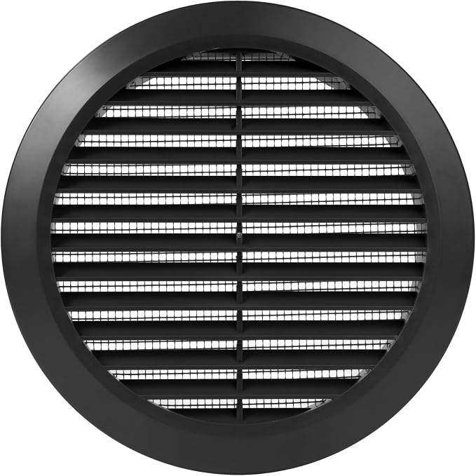 Black 6" Inch Round Ventilation Grille by ECOPROVENT