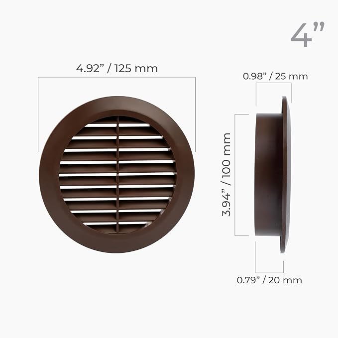 4" Inch Brown Round Air Vent Cover - Image 5