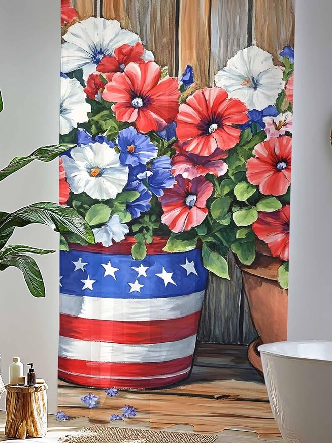 Sheer Curtains 108 Inches Long, Retro Independence Day Flag Wood Grain Privacy - Image 4