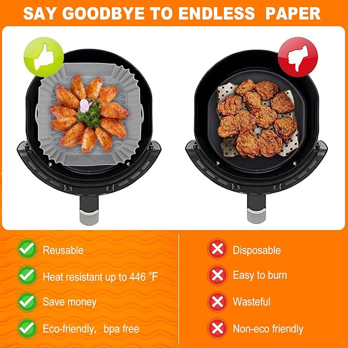 Boribim 2 PCS Square Silicone Air Fryer Liners - Image 3