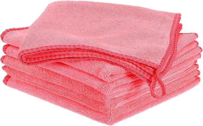 HARFINGTON 6 Pack Microfiber Cleaning Cloth, Rose Red by HARFINGTON