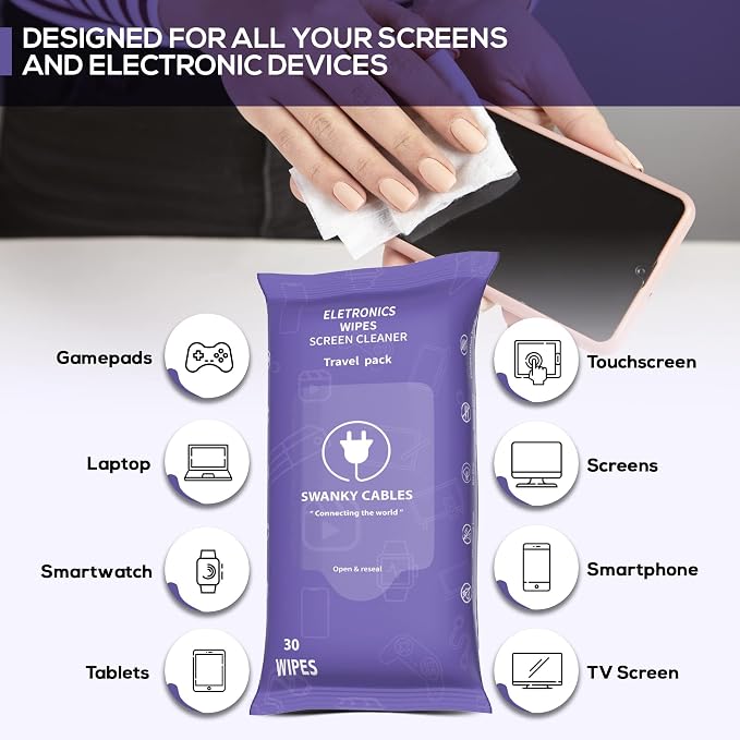 Swanky Cables Screen Cleaner Wipes: Electronic Wipes - Image 2