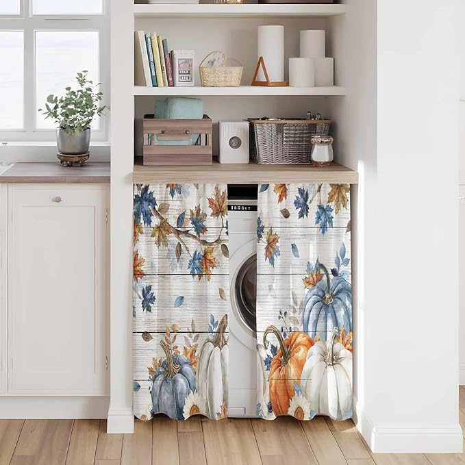 Thanksgiving Pumpkin Kitchen Curtains 54 Inch Long 2 Panel Set, Rod Pocket - Image 7
