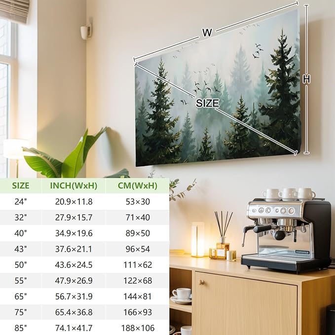 Misty Forest Green Indoor TV Cover, Elastic TV Screen Protector Bird Jungle - Image 3