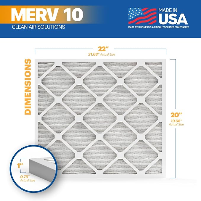 BNX TruFilter 20x22x1 MERV 10 AC Furnace Air Filter - Image 2