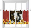 Cows Sunflowers Kitchen Curtains 24 Inch Length, Small Window Curtains Tab Top by Unknown