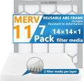 14x14x1 MERV 11 Air Filter, AC Furnace Air Filter, Reusable ABS Plastic Frame by OlitAir