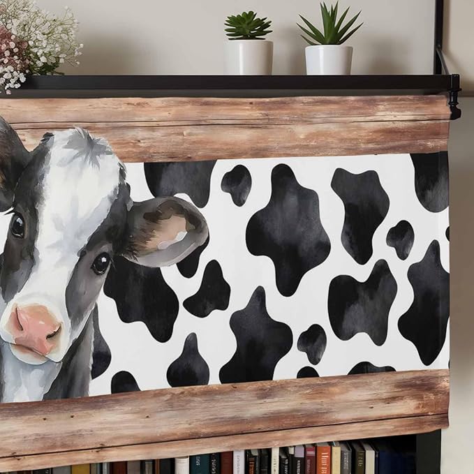 Cow Printed Curtain Valances for Windows, Kitchen Valance Window Treatment - Image 7
