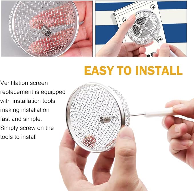 Shakas 2 PCS RV Furnace Vent Screen, Stainless Steel Stove Flying Insect - Image 5