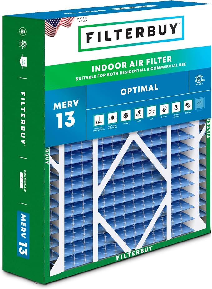 Filterbuy 20x26x5 Air Filter MERV 13 Optimal Smoke & Allergy Defense, Pleated by Filterbuy