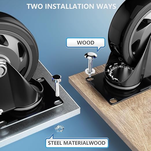 4 Inch Caster Wheels Heavy Duty 2200Lbs, Casters Set of 4 - Image 4