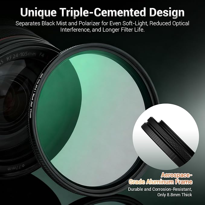72mm Black Diffusion 1/4 & Reflectivity CPL 2 in-1 Filter - Image 9