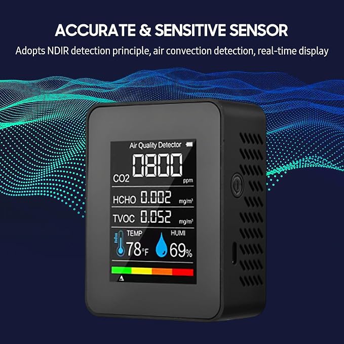 Prefessionall Indoor Air Quality Monitor, 5 in 1 Portable Smartair Quality - Image 9