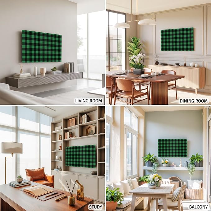 Black Green Buffalo Checker Indoor TV Cover, Elastic TV Screen Protector - Image 5
