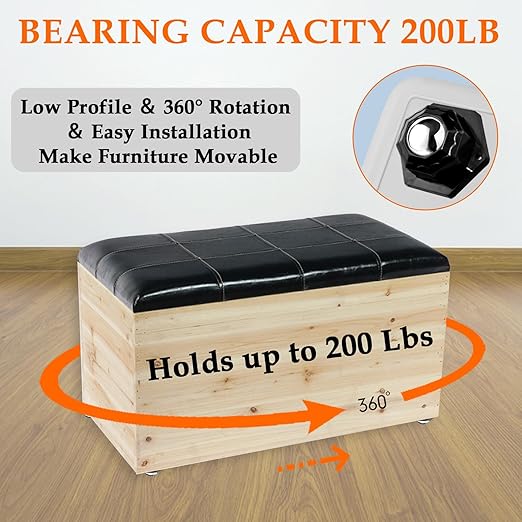 4Pcs Ball Bearing Rollers, 360º Rotation Universal Ball Casters, 200Lbs Self - Image 3