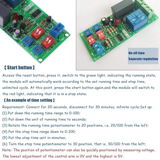 1PCS Infinite Cycle Delay Timing Timer Relay Switch Turn ON/Off Module 0.5s ~ - Image 5
