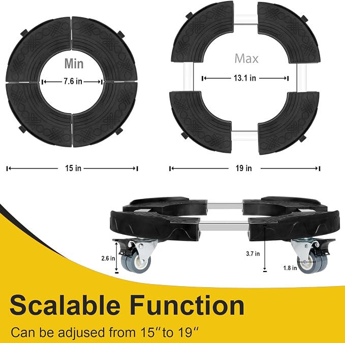 W B D WEIBIDA Trash Can Dolly Wheels Adjustable 15-19 Inch Round Roller - Image 5