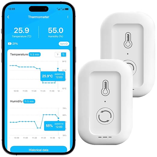 WiFi Thermometer Hygrometer, Smart Humidity Temperature Sensor by MMU