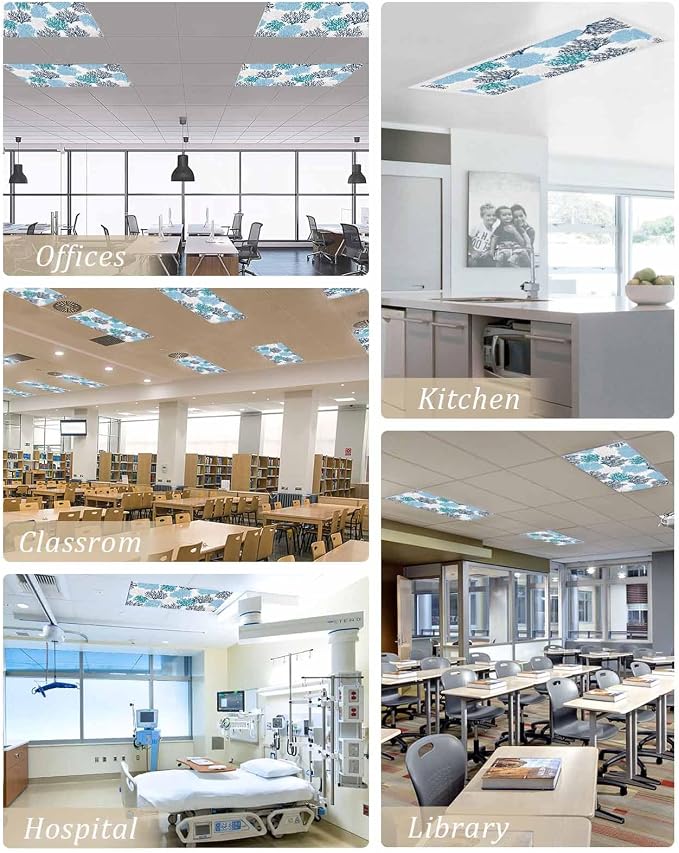 Fluorescent Light Covers for Ceiling Lights Nautical Coastal Ocean Coral - Image 5