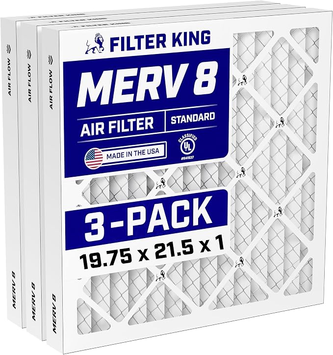 Filter King Air Filters 19.75x21.5x1 | 3-PACK | MERV 8 HVAC Pleated AC Furnace by FilterKing